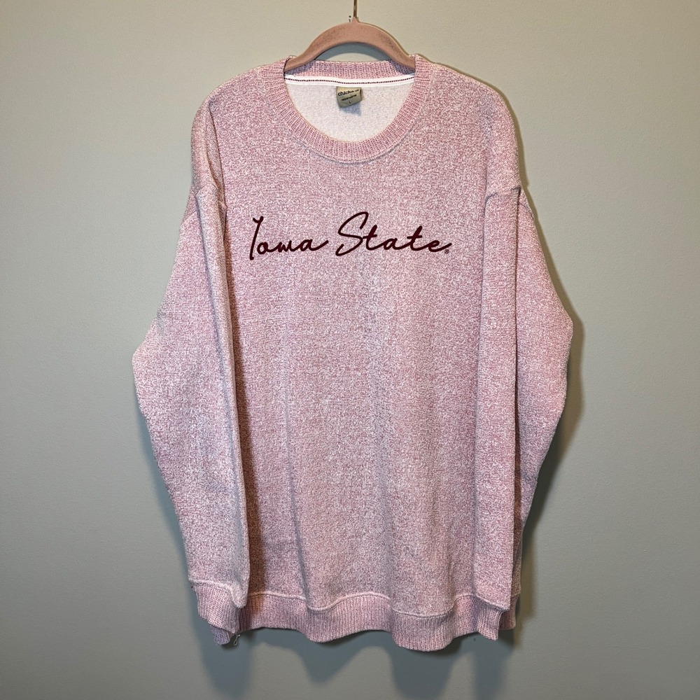 Chicka-d Iowa State University Red Marl Knit Crewneck Sweatshirt Women's Large